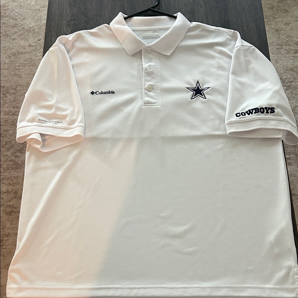 NFL Dallas Cowboys Columbia Men's White Polo shirt with Star Large
